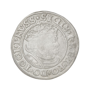 Prussian grosz, Sigismund I the Old (King of Poland; 1506–1548); 1532. Obverse: crowned male bust