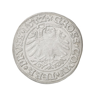 Prussian grosz, Sigismund I the Old (King of Poland; 1506–1548); obverse: crowned male bust in