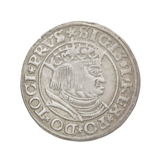 Prussian grosz, Sigismund I the Old (King of Poland; 1506–1548); subject: crowned male bust in
