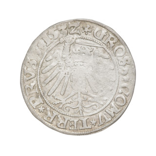Prussian grosz, Sigismund I the Old (King of Poland; 1506–1548). Obverse: Crowned male bust in