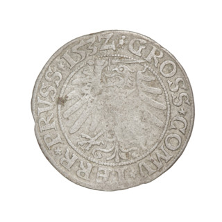 Prussian grosz, Sigismund I the Old (King of Poland; 1506–1548); 1532; Torun, Poland. Obverse: