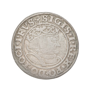 Prussian grosz, Sigismund I the Old (King of Poland; 1506–1548). Obv.: Crowned male bust in profile