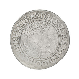 Prussian grosz, Sigismund I the Old (King of Poland; 1506–1548); silver coin (1534, Torun, Poland).