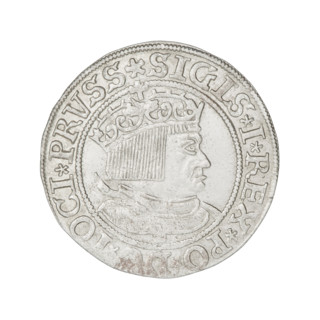 Prussian grosz, Sigismund I the Old (King of Poland; 1506–1548). Obverse: Crowned male bust in
