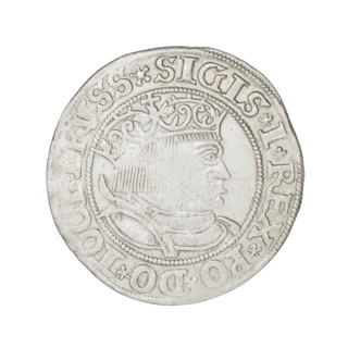Prussian grosz, Sigismund I the Old (King of Poland; 1506–1548); obverse: crowned royal bust in