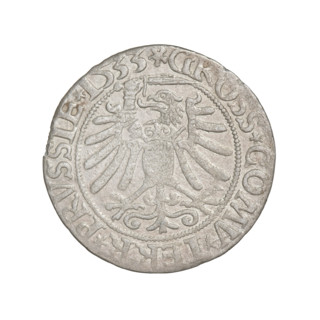 Prussian grosz, Sigismund I the Old (King of Poland; 1506–1548). Obverse: Crowned male bust in