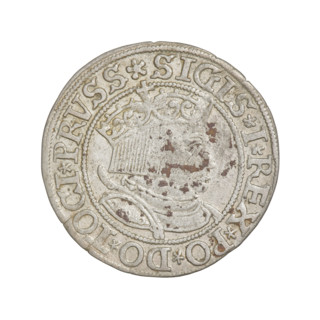 Prussian grosz, Sigismund I the Old (King of Poland; 1506–1548); obverse: crowned male bust in