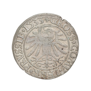 Prussian grosz, 1533. Obverse: Crowned male bust in profile turned to the right with rim