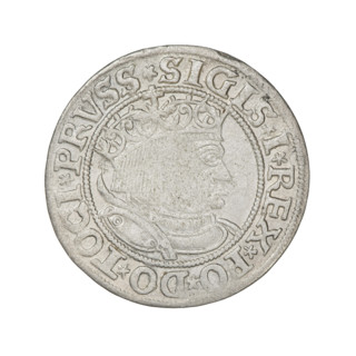 Prussian grosz, Sigismund I the Old (King of Poland; 1506–1548). Obverse: Crowned male bust in