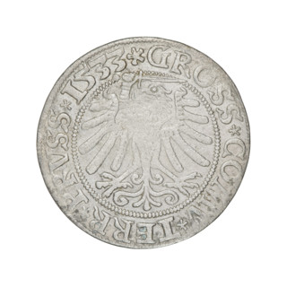 Prussian grosz of Sigismund I the Old (King of Poland; 1506–1548), 1533, Torun, Poland. Obverse: