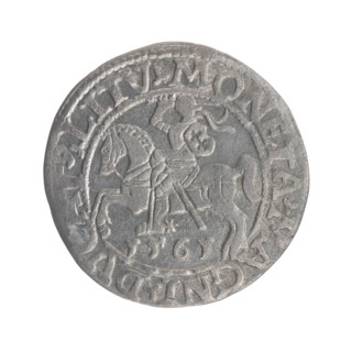 Lithuanian half-grosz, Sigismund II Augustus (King of Poland; 1544–1572). Obverse: Polish Eagle; in