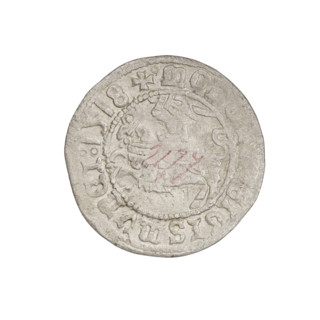 Lithuanian half-grosz of Sigismund I the Old (king of Poland, 1506–1548), 1518. Obverse: Pogon