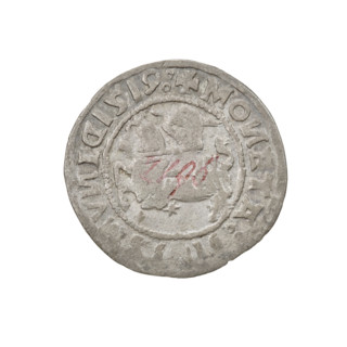 Lithuanian half-grosz, Sigismund I the Old (king of Poland; 1506–1548). R6 (rarity). Obv.: Pogon