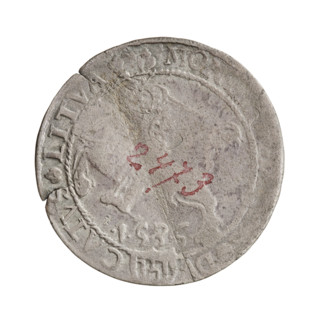Lithuanian grosz, Sigismund I the Old (king of Poland; 1506–1548). Obverse: Polish crowned eagle,