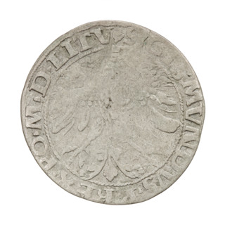 Lithuanian grosz, Sigismund I the Old (King of Poland; 1506–1548). Obverse: Polish crowned eagle;