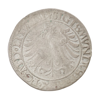Lithuanian grosz, Sigismund I the Old (king of Poland; 1506–1548). Obverse: Polish eagle with a