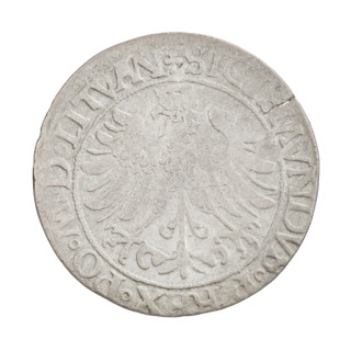 Lithuanian grosz, Sigismund I the Old (king of Poland; 1506–1548). R8 (rarity). Obv.: Polish Eagle