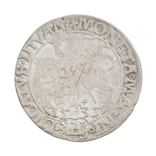 Lithuanian grosz, Sigismund I the Old (king of Poland; 1506–1548). R8 (rarity). Obverse: Polish