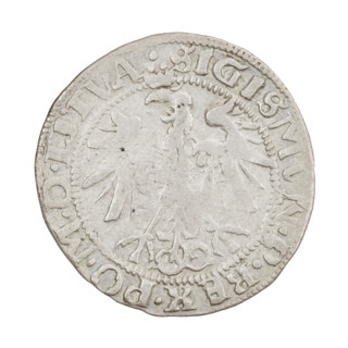 Lithuanian grosz, Sigismund I the Old (King of Poland; 1506–1548). Obverse: Polish eagle with a