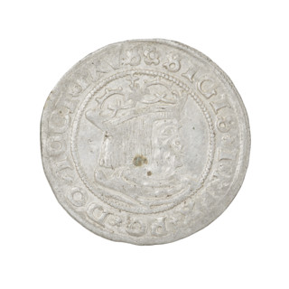 Prussian grosz, Sigismund I the Old (King of Poland; 1506–1548). Obverse: Crowned male bust in
