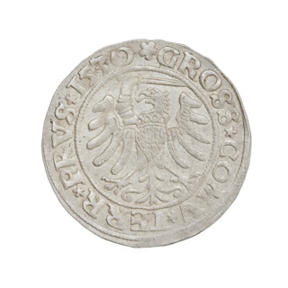 Prussian grosz, Sigismund I the Old (King of Poland; 1506–1548). Obv.: Crowned male bust in profile
