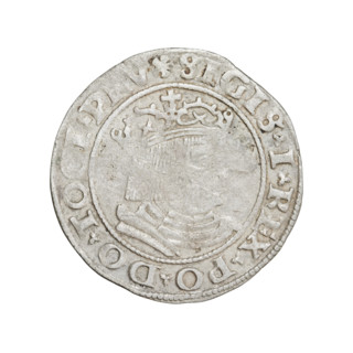 Prussian grosz, Sigismund I the Old (King of Poland; 1506–1548). Obverse: Crowned male bust in