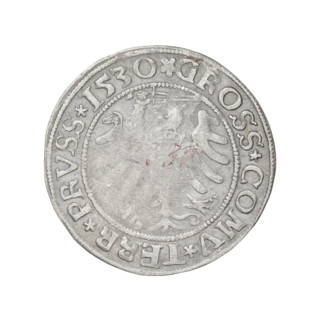 Prussian grosz, Sigismund I the Old (King of Poland; 1506–1548). R8 (rarity). Themes: eagles,