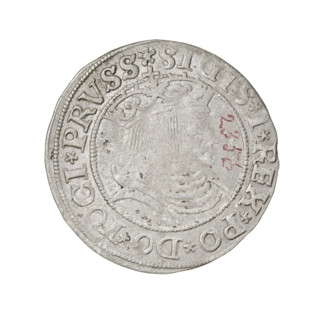 Prussian grosz, Sigismund I the Old (King of Poland; 1506–1548), R8 (rarity); eagles; Polish coins;
