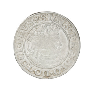 Prussian grosz, Sigismund I the Old (King of Poland; 1506–1548). Obverse: Crowned male bust in