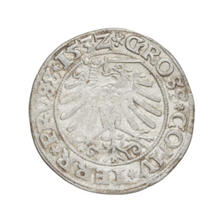 Prussian grosz, Sigismund I the Old (King of Poland; 1506–1548), R8 (rarity), eagles, Polish coins,
