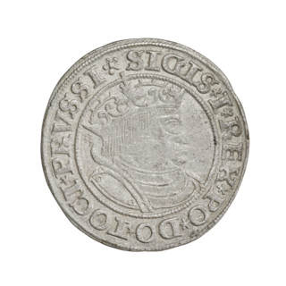 Prussian grosz, Sigismund I the Old (King of Poland; 1506–1548), R8 (rarity), eagles, Polish coins,