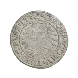 Prussian grosz, Sigismund I the Old (King of Poland; 1506–1548), R8 (rarity), eagles, Polish coins,