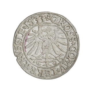 Prussian grosz, Sigismund I the Old (King of Poland; 1506–1548). R8 (rarity). Obv.: Crowned male