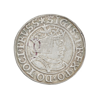 Prussian grosz, Sigismund I the Old (King of Poland; 1506–1548). Rarity R8. Obverse: Crowned male