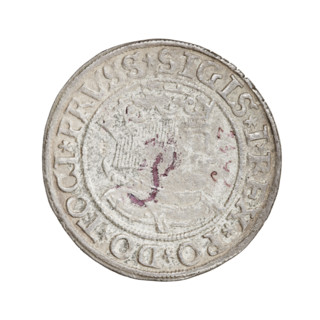 Prussian grosz, Sigismund I the Old (King of Poland; 1506–1548). Obverse: Crowned male bust in