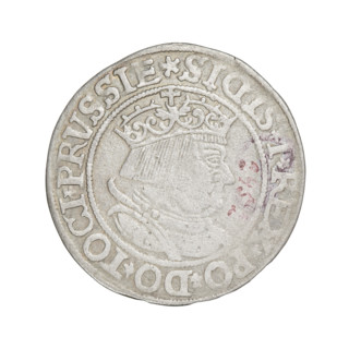Prussian grosz, Sigismund I the Old (King of Poland; 1506–1548). Obverse: Crowned male bust in