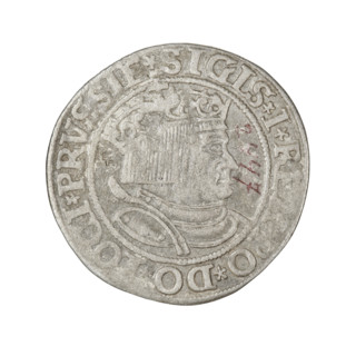 Prussian grosz, Sigismund I the Old (King of Poland; 1506–1548). Obv.: Crowned male bust in profile
