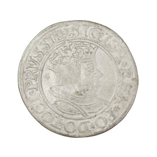 Prussian grosz, Sigismund I the Old (King of Poland; 1506–1548). Obverse: Crowned male bust in