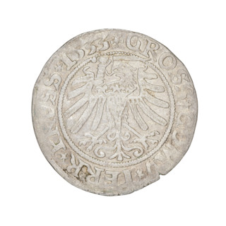 Prussian grosz, Sigismund I the Old (King of Poland; 1506–1548). Obverse: Crowned male bust in