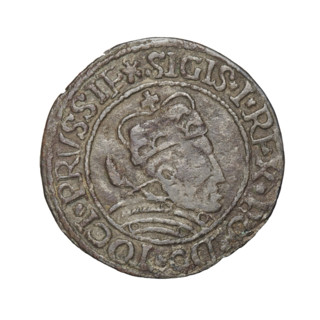 Prussian grosz - forgery; Sigismund I the Old (King of Poland; 1467–1548) (for the original);