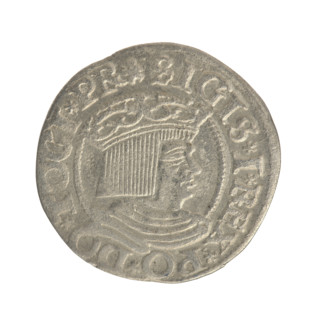 Gdansk grosz, Sigismund I the Old (King of Poland; 1506–1548). Obverse: Crowned male bust in