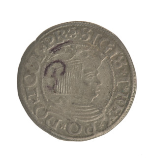 Gdansk grosz, Sigismund I the Old (King of Poland; 1506–1548). Obverse: Crowned male bust in