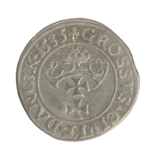 Gdansk grosz, Sigismund I the Old (King of Poland; 1506–1548). Obv.: Crowned male bust in profile