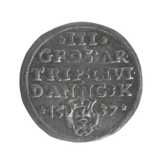 Gdansk trojak, Sigismund I the Old (King of Poland; 1506–1548). Obv.: Crowned male bust in profile
