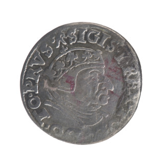 Gdansk trojak, Sigismund I the Old (King of Poland; 1506–1548). Obverse: Crowned male bust in
