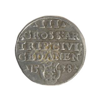 Gdansk trojak, Sigismund I the Old (King of Poland; 1506–1548). Obv.: Crowned male bust in profile