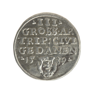 Gdansk trojak, Sigismund I the Old (King of Poland; 1506–1548). Obv.: Crowned male bust in profile