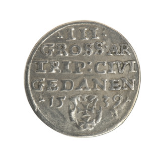 Gdansk trojak, Sigismund I the Old (king of Poland; 1506–1548). Obverse: crowned male bust in