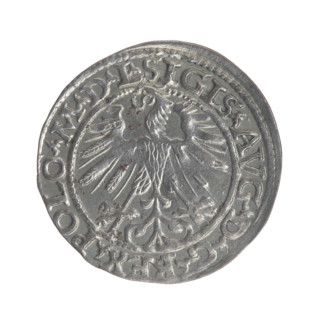 Lithuanian half-grosz, Sigismund II Augustus (King of Poland; 1544–1572). Obverse: Polish Eagle;