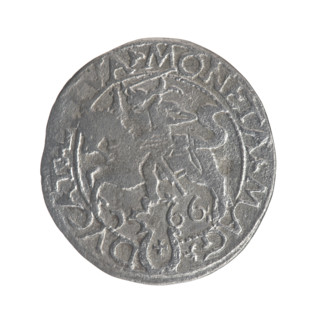 Lithuanian half-grosz, Sigismund II Augustus (King of Poland; 1544–1572). Obverse: Polish eagle; in